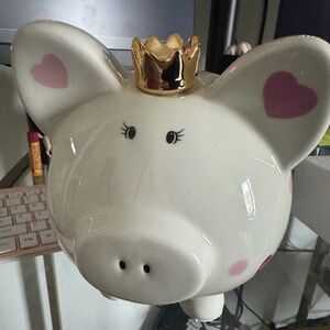 Ceramic Piggy Bank with Gold Crown